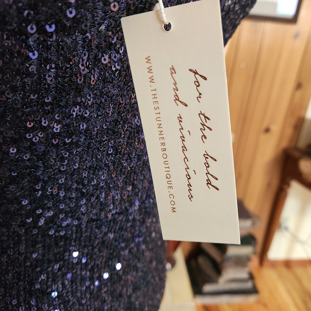 Stunner Boutique Liana Sequin Gown - Navy Blue (L) - Picture 9 of 11
